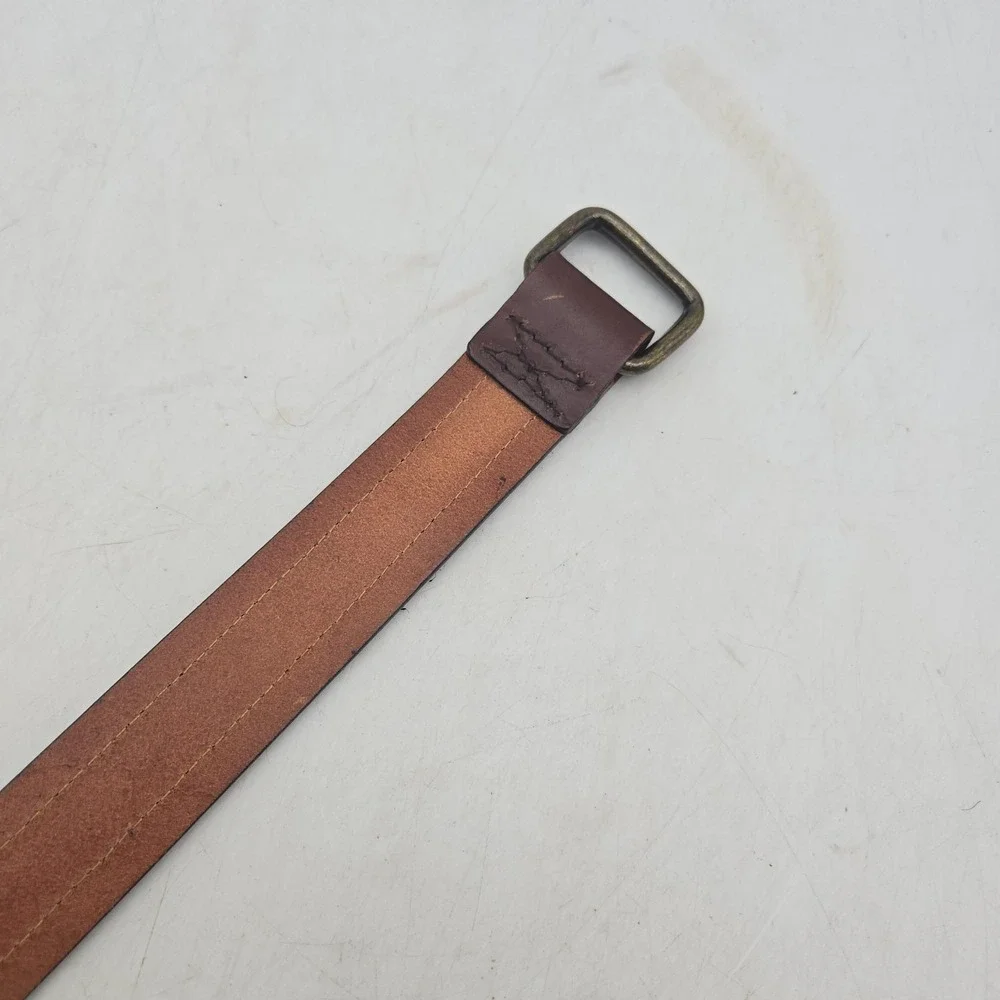 Structure Belt Brown Leather Nylon Tactical Mens 36 Bronze Buckle NWOT
